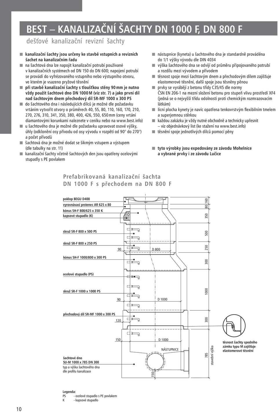 stavbě kanalizační šachty s tloušťkou stěny 90 mm je nutno vždy použít šachtové dno DN 1000 M (viz str.