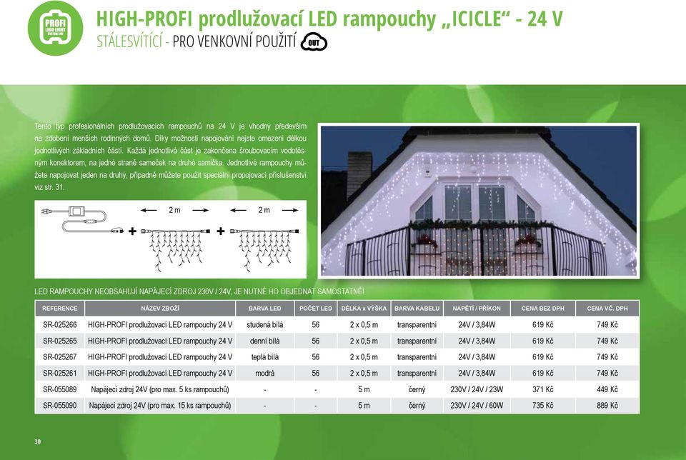 Jednotlivé rampouchy můžete napojovat jeden na druhý, případně můžete použít speciální propojovací příslušenství viz str. 31.