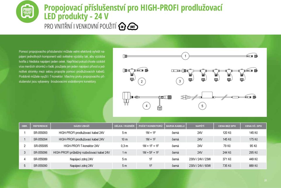 Například pokud chcete ozdobit více menších stromků v řadě, použijete jen jeden napájecí přívod a jednotlivé stromky mezi sebou propojíte pomocí prodlužovacích kabelů.