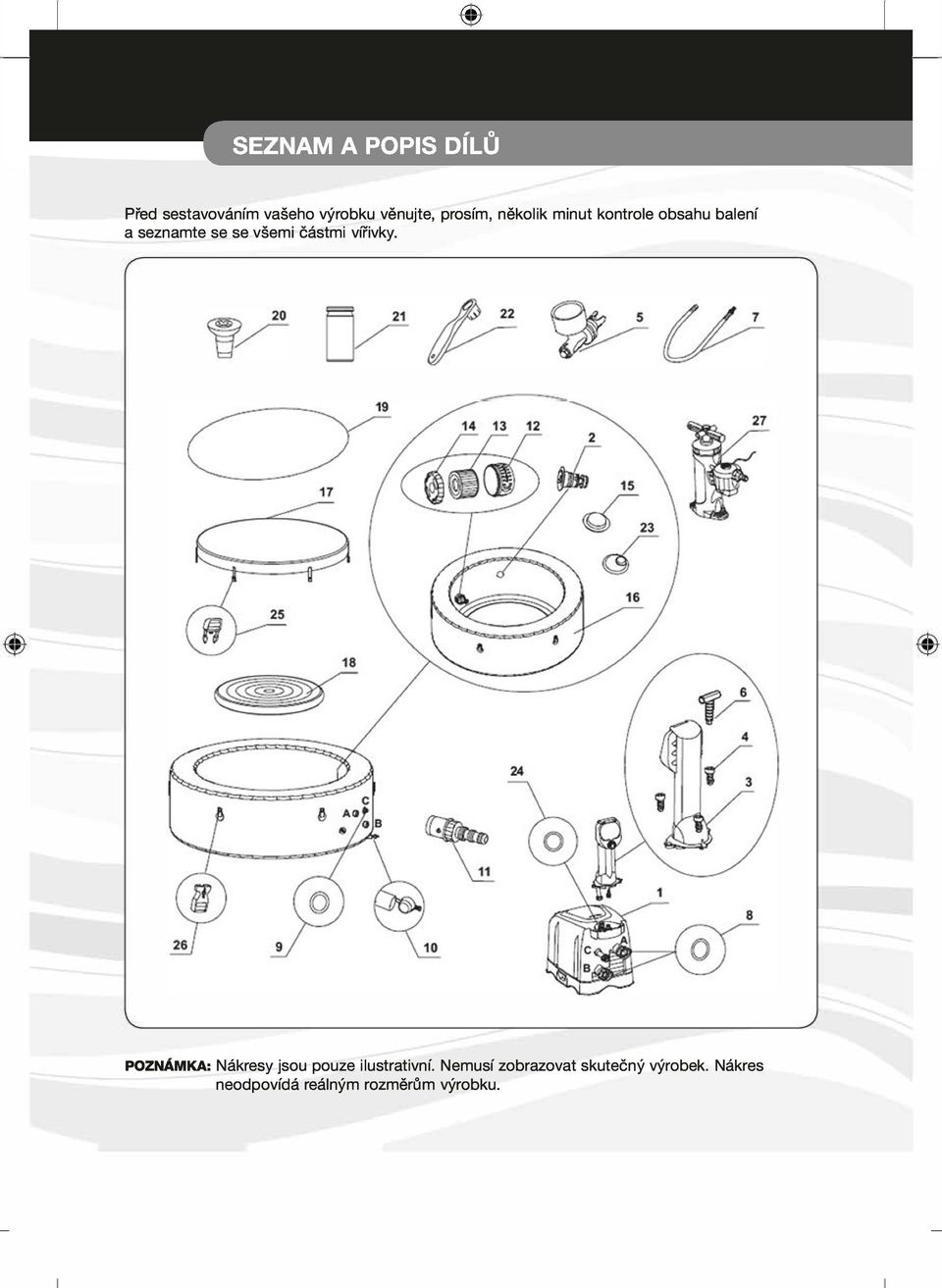 vířivky. POZNÁMKA: Nákresy jsou pouze ilustrativní.