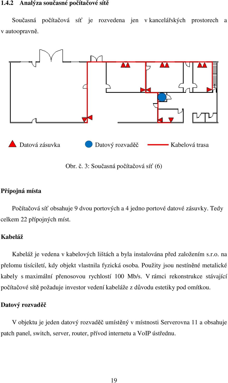 Kabeláž Kabeláž je vedena v kabelových lištách a byla instalována před založením s.r.o. na přelomu tisíciletí, kdy objekt vlastnila fyzická osoba.