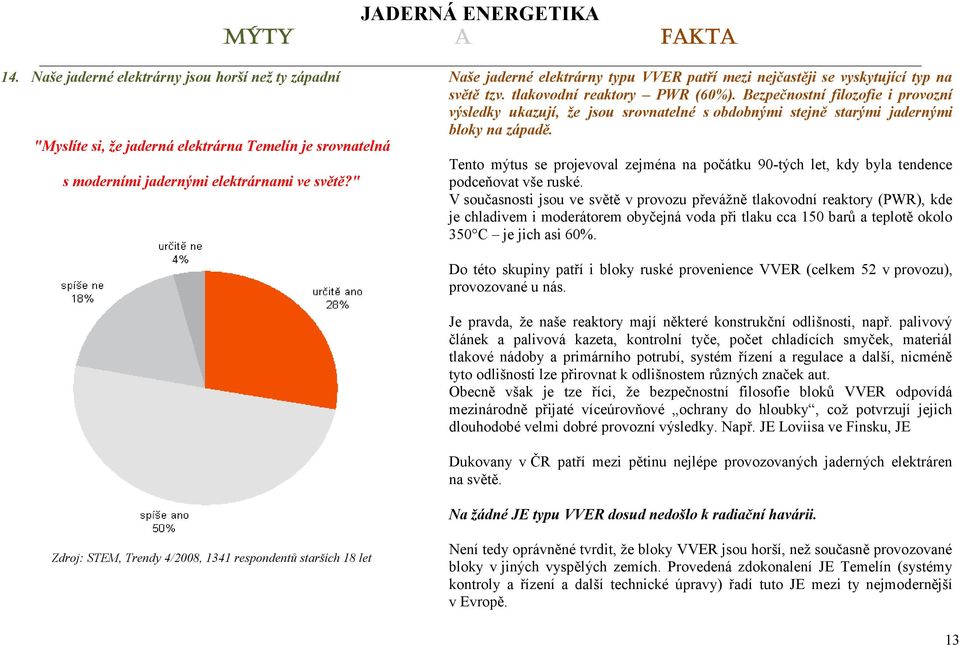 "Myslíte si, že jaderná elektrárna Temelín je srovnatelná s moderními jadernými elektrárnami ve světě?