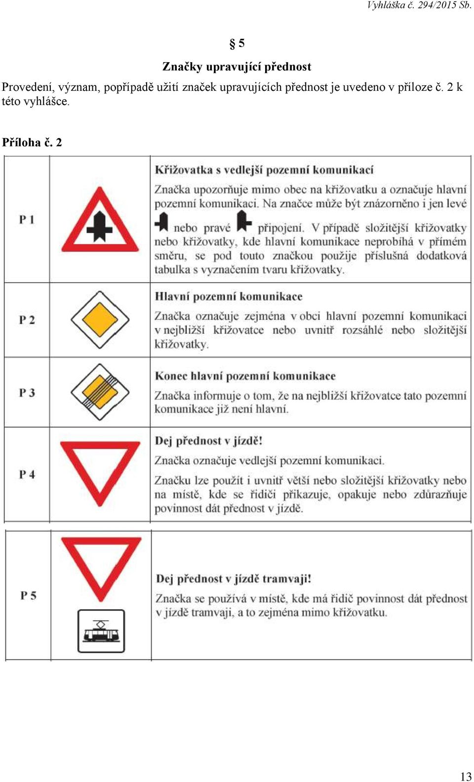 značek upravujících přednost je