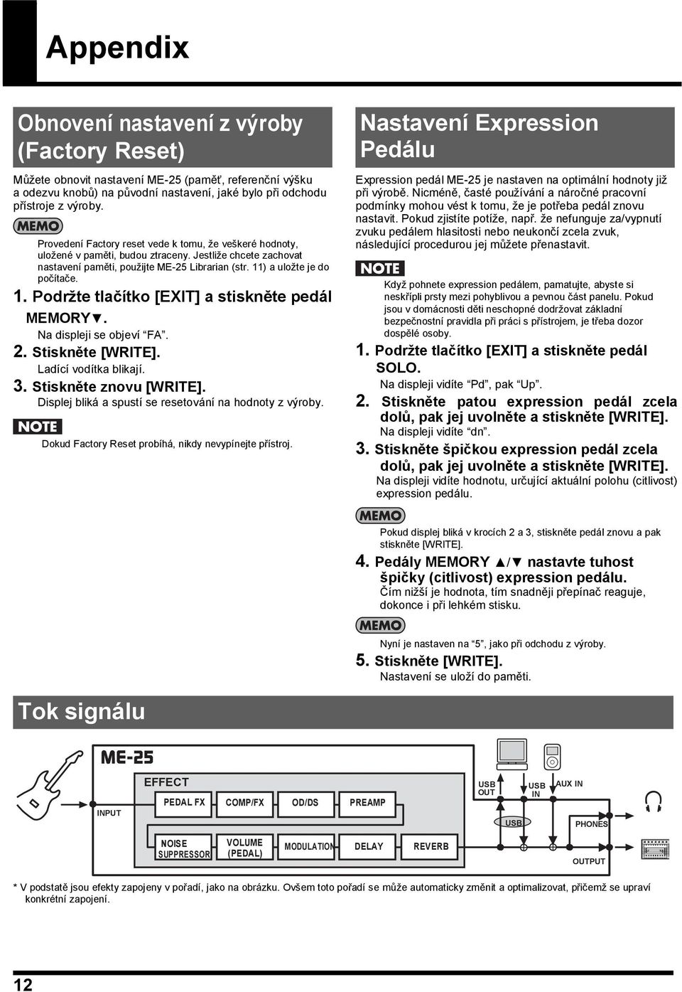 ) a uloţte je do počítače. 1. Podržte tlačítko [EXIT] a stiskněte pedál MEMORY. Na displeji se objeví FA. 2. Stiskněte [WRITE]. Ladící vodítka blikají. 3. Stiskněte znovu [WRITE].