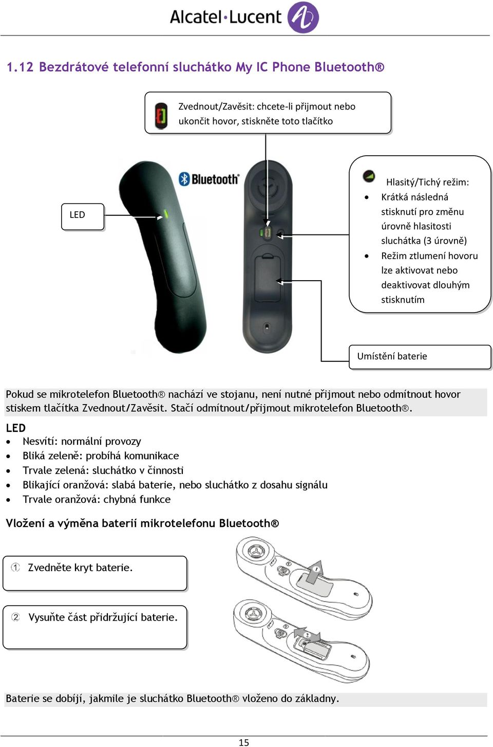 nebo odmítnout hovor stiskem tlačítka Zvednout/Zavěsit. Stačí odmítnout/přijmout mikrotelefon Bluetooth.