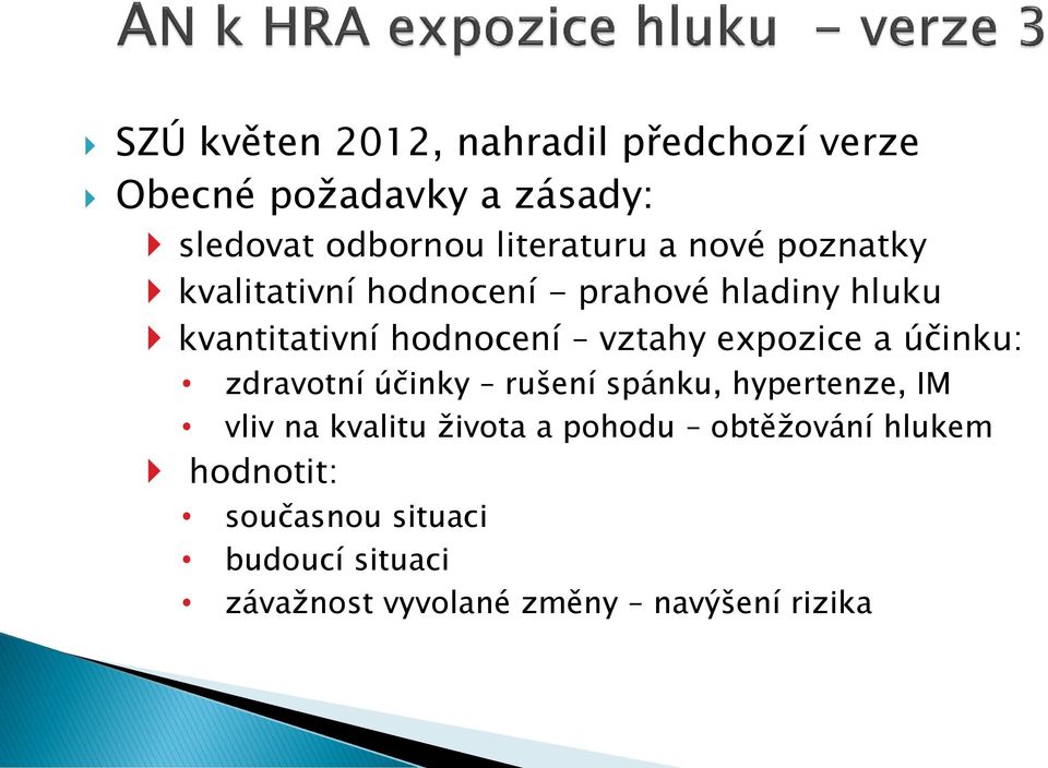 expozice a účinku: zdravotní účinky rušení spánku, hypertenze, IM vliv na kvalitu života a pohodu