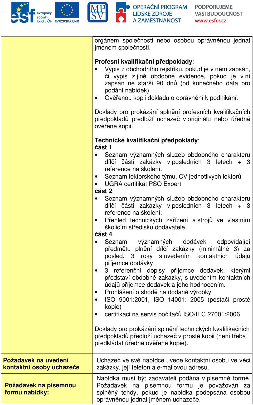 Ověřenou kopii dokladu o oprávnění k podnikání. Doklady pro prokázání splnění profesních kvalifikačních předpokladů předloží uchazeč v originálu nebo úředně ověřené kopii.
