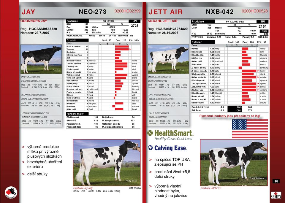 6% 1 750kg HENKESEEN MARCIS MARVELOUS CLAIR-LYN BENCHMARK JACKIE 04-00 305 10 274 4.6% 474 3.6% 373kg Celoživotně: 26 949 4.7% 1 272 3.