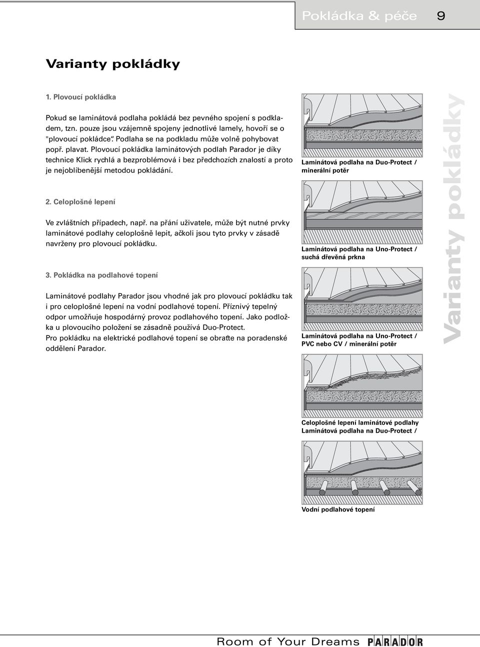 Plovoucí pokládka laminátových podlah Parador je díky technice Klick rychlá a bezproblémová i bez předchozích znalostí a proto je nejoblíbenější metodou pokládání.