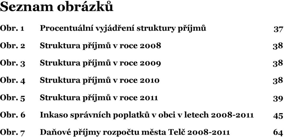 4 Struktura příjmů v roce 2010 38 Obr. 5 Struktura příjmů v roce 2011 39 Obr.