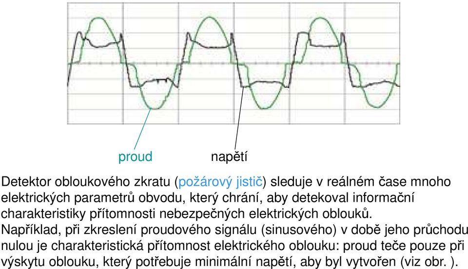 Například, při zkreslení proudového signálu (sinusového) v době jeho průchodu nulou je charakteristická přítomnost