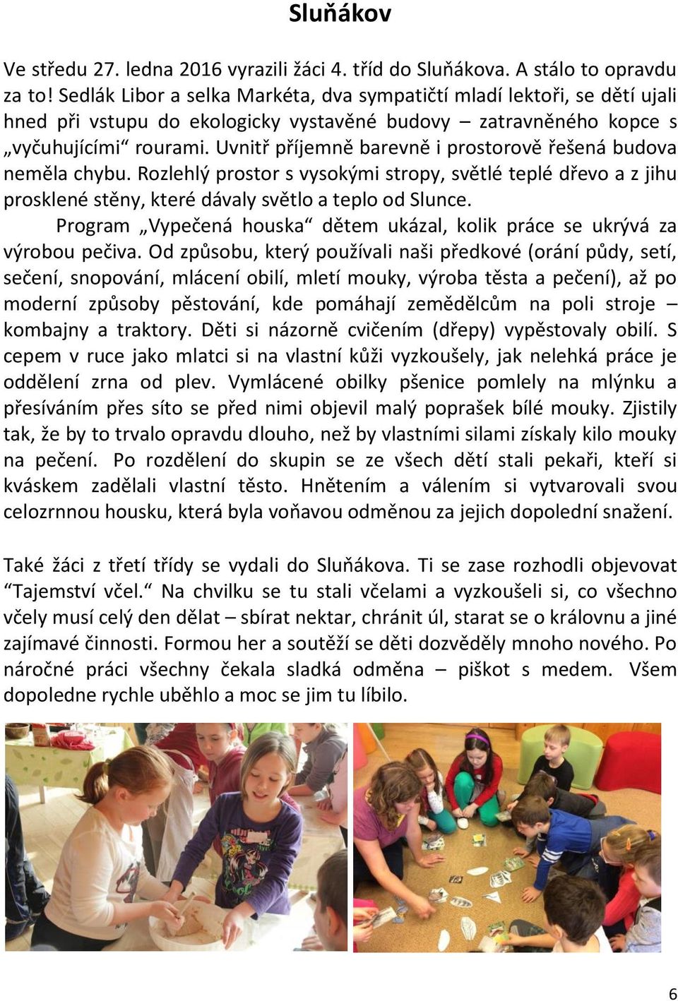 Uvnitř příjemně barevně i prostorově řešená budova neměla chybu. Rozlehlý prostor s vysokými stropy, světlé teplé dřevo a z jihu prosklené stěny, které dávaly světlo a teplo od Slunce.