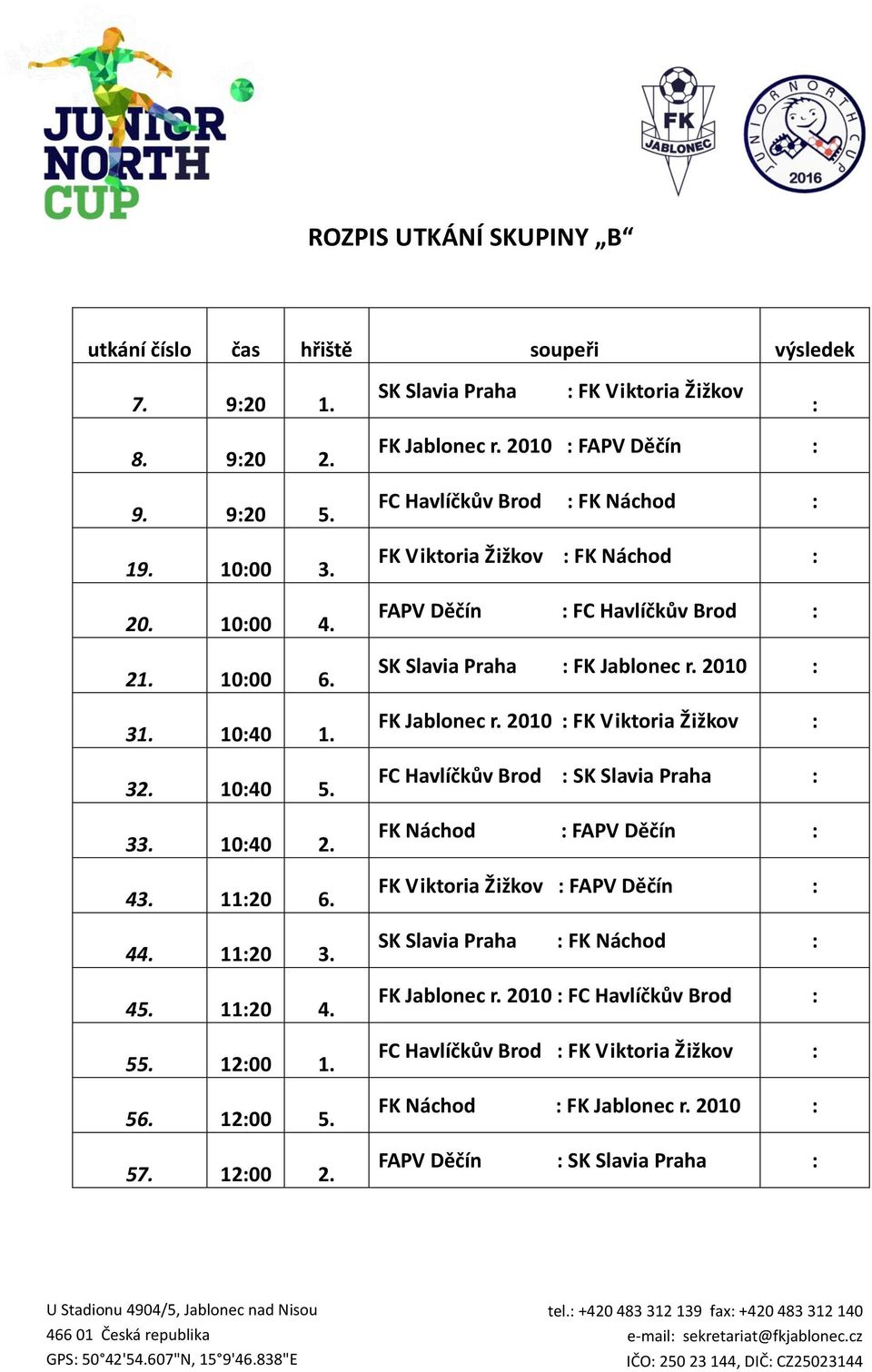 2010 FAPV Děčín FC Havlíčkův Brod FK Náchod FK Viktoria Žižkov FK Náchod FAPV Děčín FC Havlíčkův Brod SK Slavia Praha FK Jablonec r. 2010 FK Jablonec r.