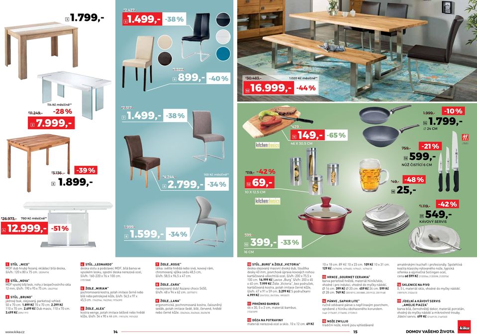 9,- - % 9,- KÁVOVÝ SERVIS 6 cm Stůl nico MDF dub hrubý řezaný, vkládací bílá deska, š/v/h: 0 x 80 x cm. (09696) Stůl nova MDF vysoký bílý lesk, nohy z bezpečnostního skla mm, š/v/h: 90 x 9 x cm.