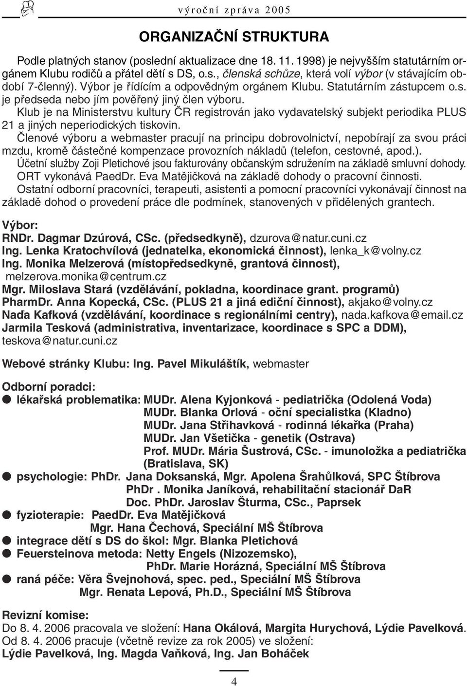 Klub je na Ministerstvu kultury ČR registrován jako vydavatelský subjekt periodika PLUS 21 a jiných neperiodických tiskovin.