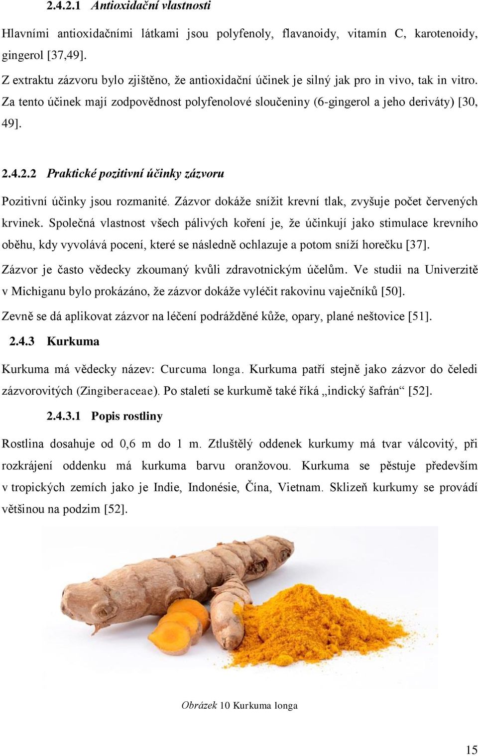 4.2.2 Praktické pozitivní účinky zázvoru Pozitivní účinky jsou rozmanité. Zázvor dokáţe sníţit krevní tlak, zvyšuje počet červených krvinek.