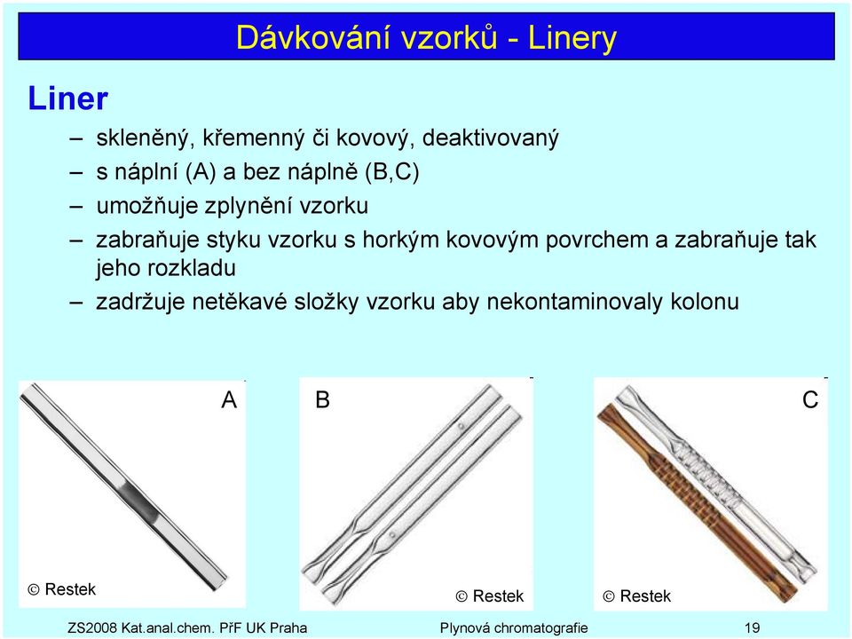 povrchem a zabraňuje tak jeho rozkladu zadržuje netěkavé složky vzorku aby