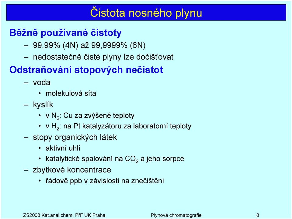 Pt katalyzátoru za laboratorní teploty stopy organických látek aktivní uhlí katalytické spalování na CO 2 a jeho