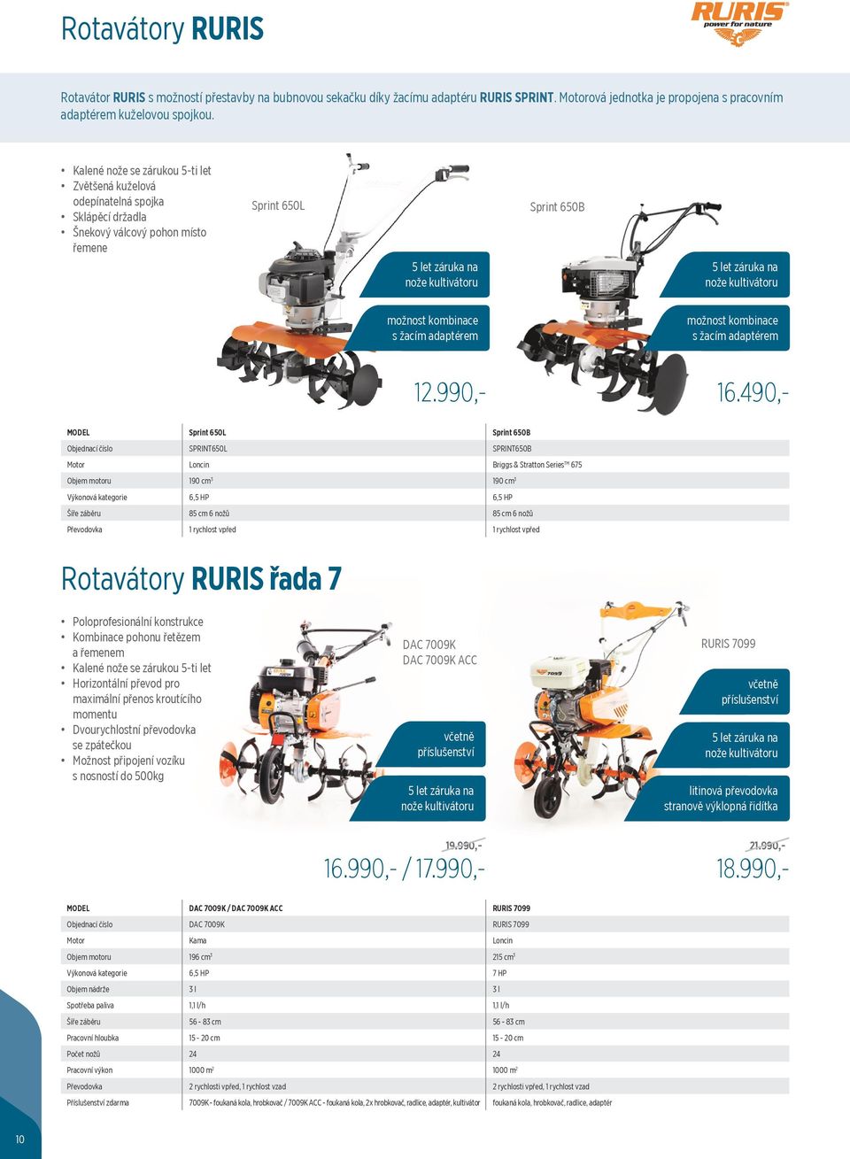 kultivátoru možnost kombinace s žacím adaptérem možnost kombinace s žacím adaptérem 12.990,- 16.