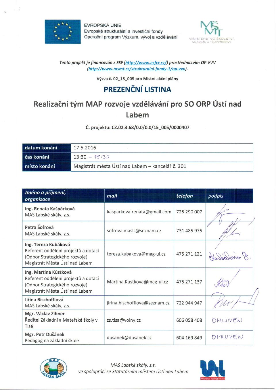 30L lng. Renata Ka5pdrkov6 MAS Labsk6 skdly, z.s. kasparkova. renata@gma il.com 725 290 007 Petra Sofrovd MAS Labsk6 skdly, z.s. sofrova. masls@sezna m.cz 73t 485 975 Ing.