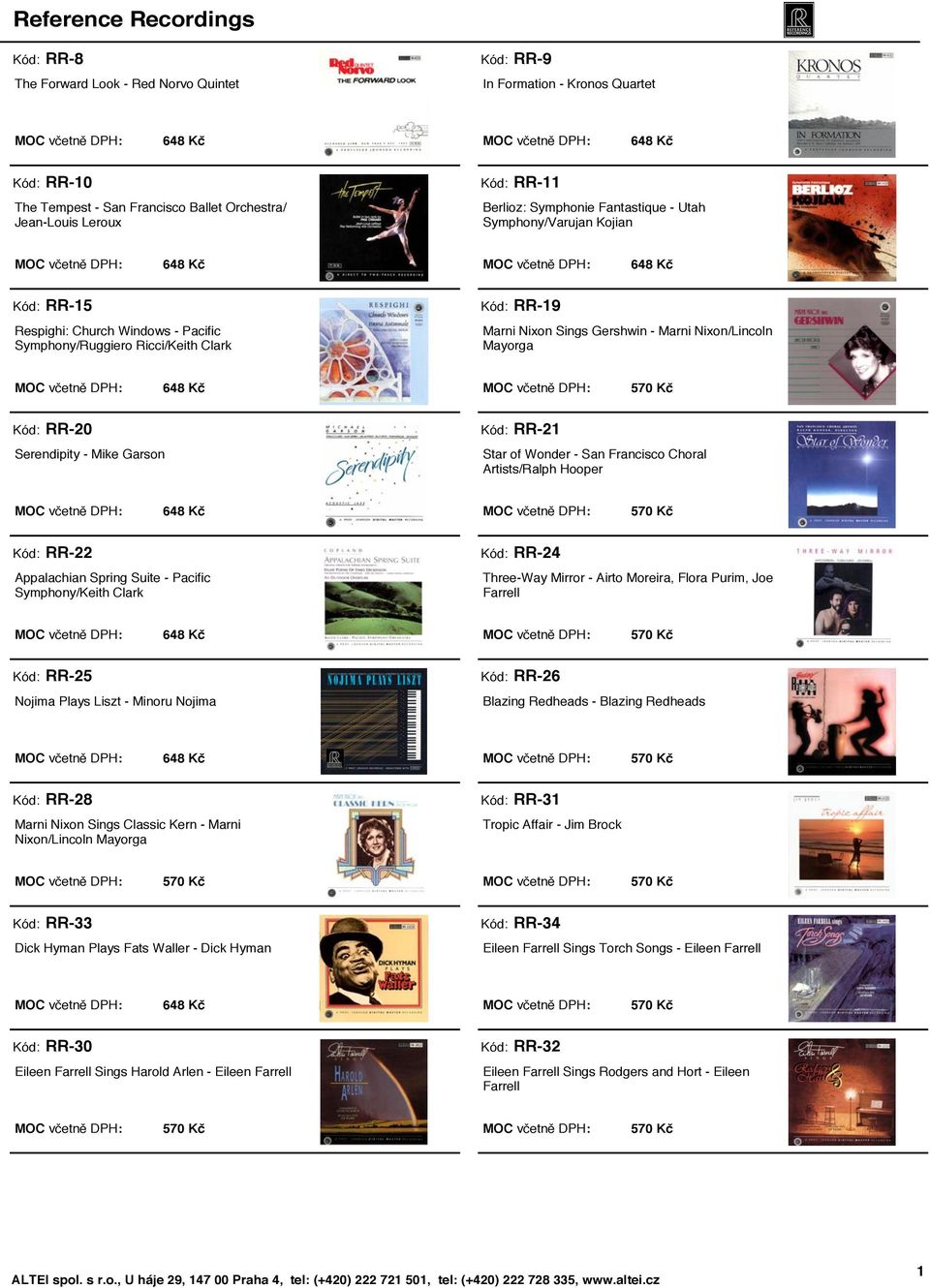RR-20 Serendipity - Mike Garson Kód: RR-21 Star of Wonder - San Francisco Choral Artists/Ralph Hooper Kód: RR-22 Appalachian Spring Suite - Pacific Symphony/Keith Clark Kód: RR-24 Three-Way Mirror -