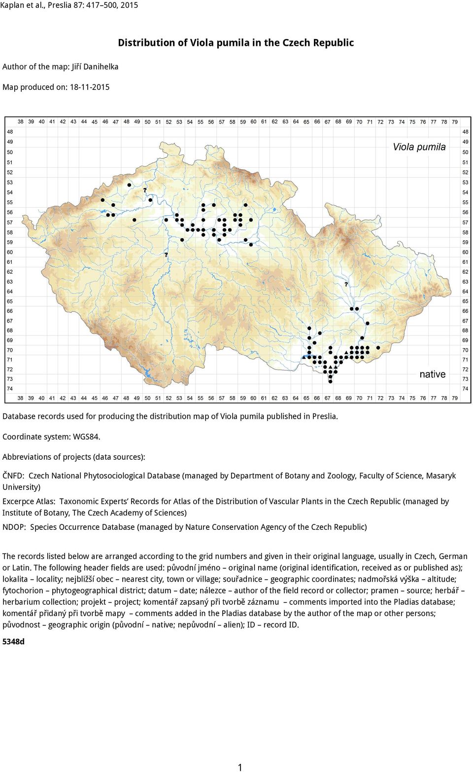 Abbreviations of projects (data sources): ČNFD: Czech National Phytosociological Database (managed by Department of Botany and Zoology, Faculty of Science, Masaryk University) Excerpce Atlas: