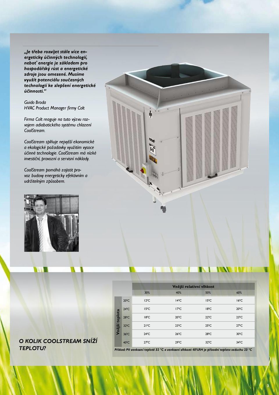 Guido Broda HVAC Product Manager firmy Colt Firma Colt reaguje na tuto výzvu rozvojem adiabatického systému chlazení CoolStream.