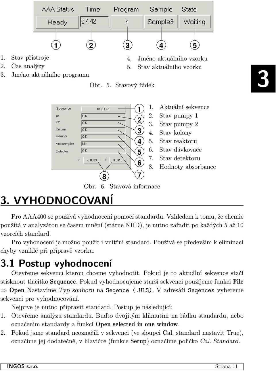 Vzhledem k tomu, že chemie použitá v analyzátou se časem mnění (stárne NHD), je nutno zařadit po každých 5 až 10 vzorcích standard. Pro vyhonocení je možno použít i vnitřní standard.