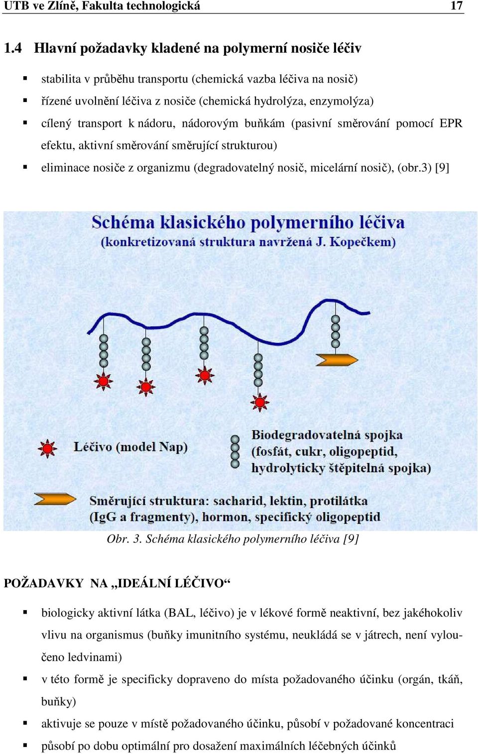 k nádoru, nádorovým buňkám (pasivní směrování pomocí EPR efektu, aktivní směrování směrující strukturou) eliminace nosiče z organizmu (degradovatelný nosič, micelární nosič), (obr.3) [9] Obr. 3.