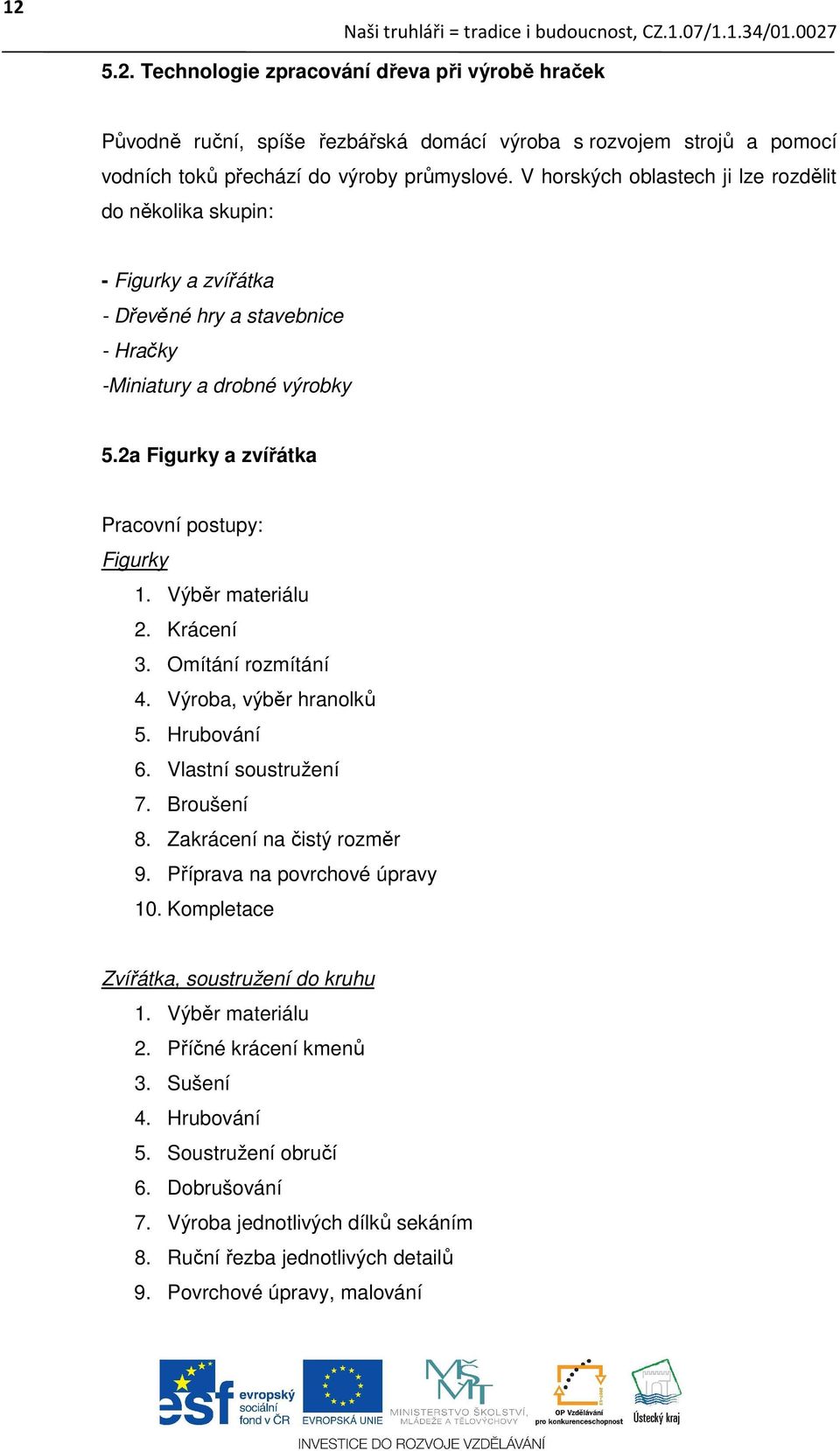 Výběr materiálu 2. Krácení 3. Omítání rozmítání 4. Výroba, výběr hranolků 5. Hrubování 6. Vlastní soustružení 7. Broušení 8. Zakrácení na čistý rozměr 9. Příprava na povrchové úpravy 10.