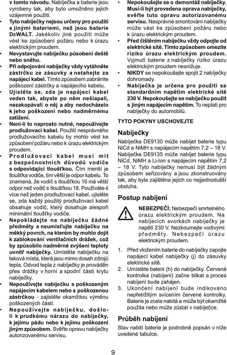 Při odpojování nabíječky vždy vytáhněte zástrčku ze zásuvky a netahejte za napájecí kabel. Tímto způsobem zabráníte poškození zástrčky a napájecího kabelu.