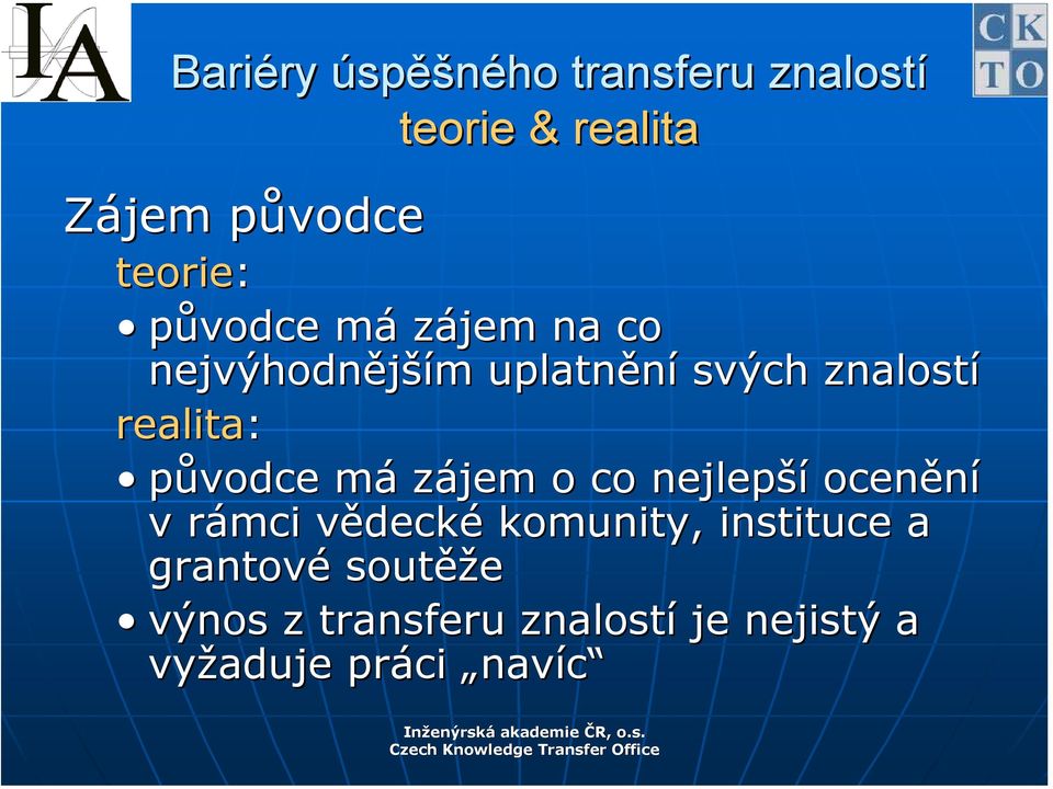 o co nejlepší ocenění v rámci vědecké komunity, instituce a