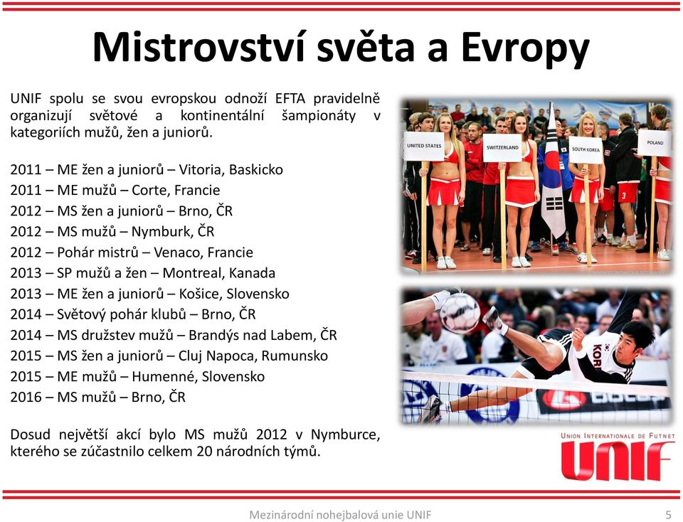 žen Montreal, Kanada 2013 ME žen a juniorů Košice, Slovensko 2014 Světový pohár klubů Brno, ČR 2014 MS družstev mužů Brandýs nad Labem, ČR 2015 MS žen a juniorů Cluj Napoca,