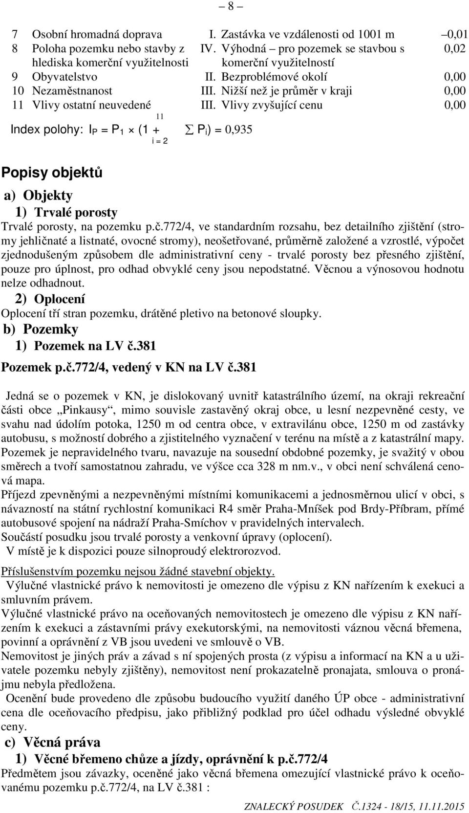 Nižší než je průměr v kraji 0,00 11 Vlivy ostatní neuvedené 11 III.