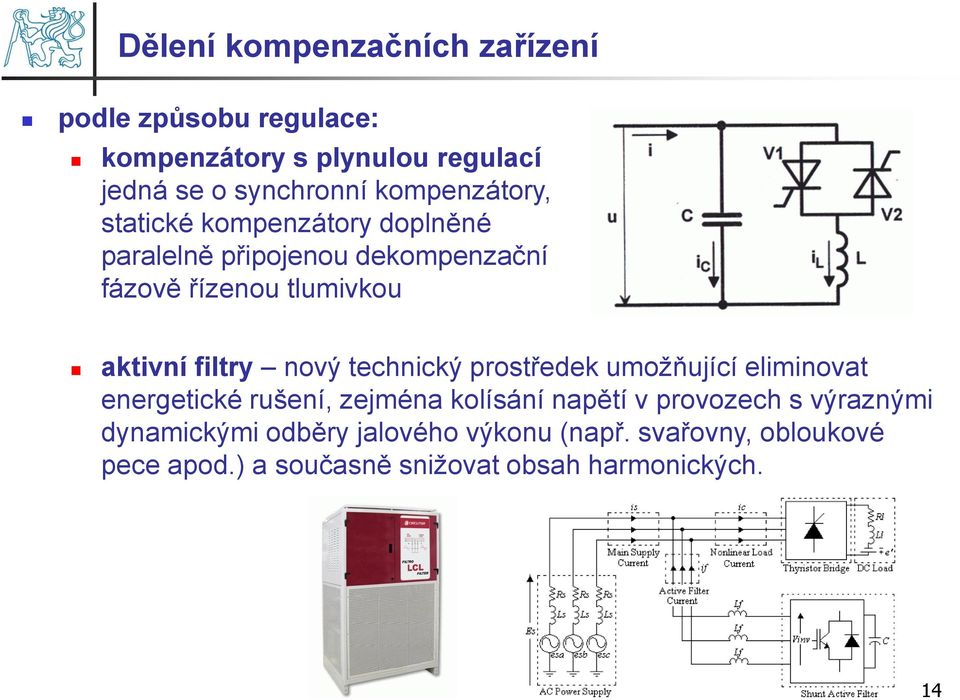 filtry nový technický prostředek umožňující eliminovat energetické rušení, zejména kolísání napětí v provozech s