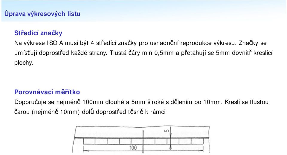 Tlustá čáry min 0,5mm a přetahují se 5mm dovnitř kreslící plochy.