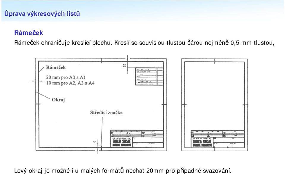 0,5 mm tlustou, Levý okraj je možné i u