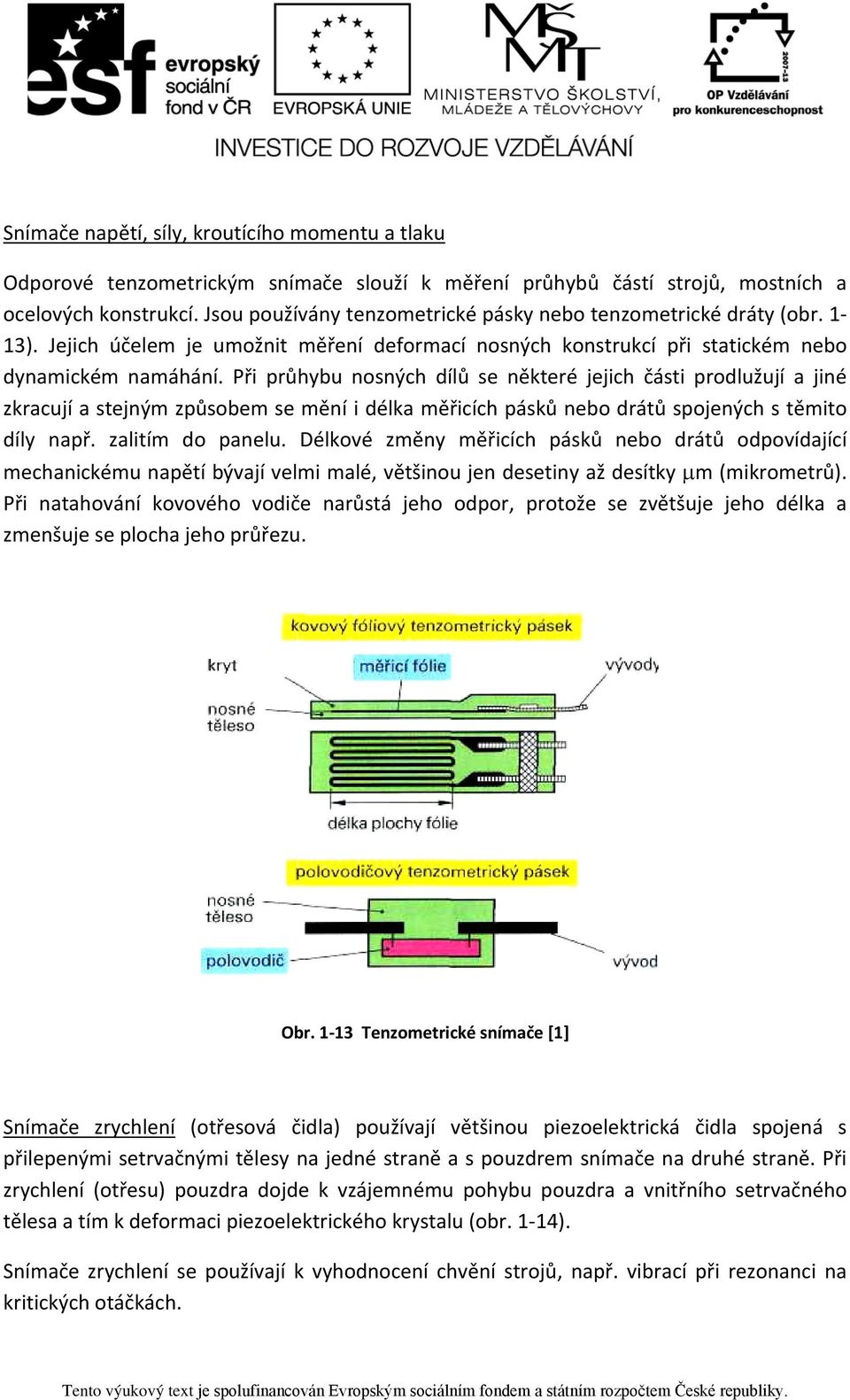 Při průhybu nosných dílů se některé jejich části prodlužují a jiné zkracují a stejným způsobem se mění i délka měřicích pásků nebo drátů spojených s těmito díly např. zalitím do panelu.