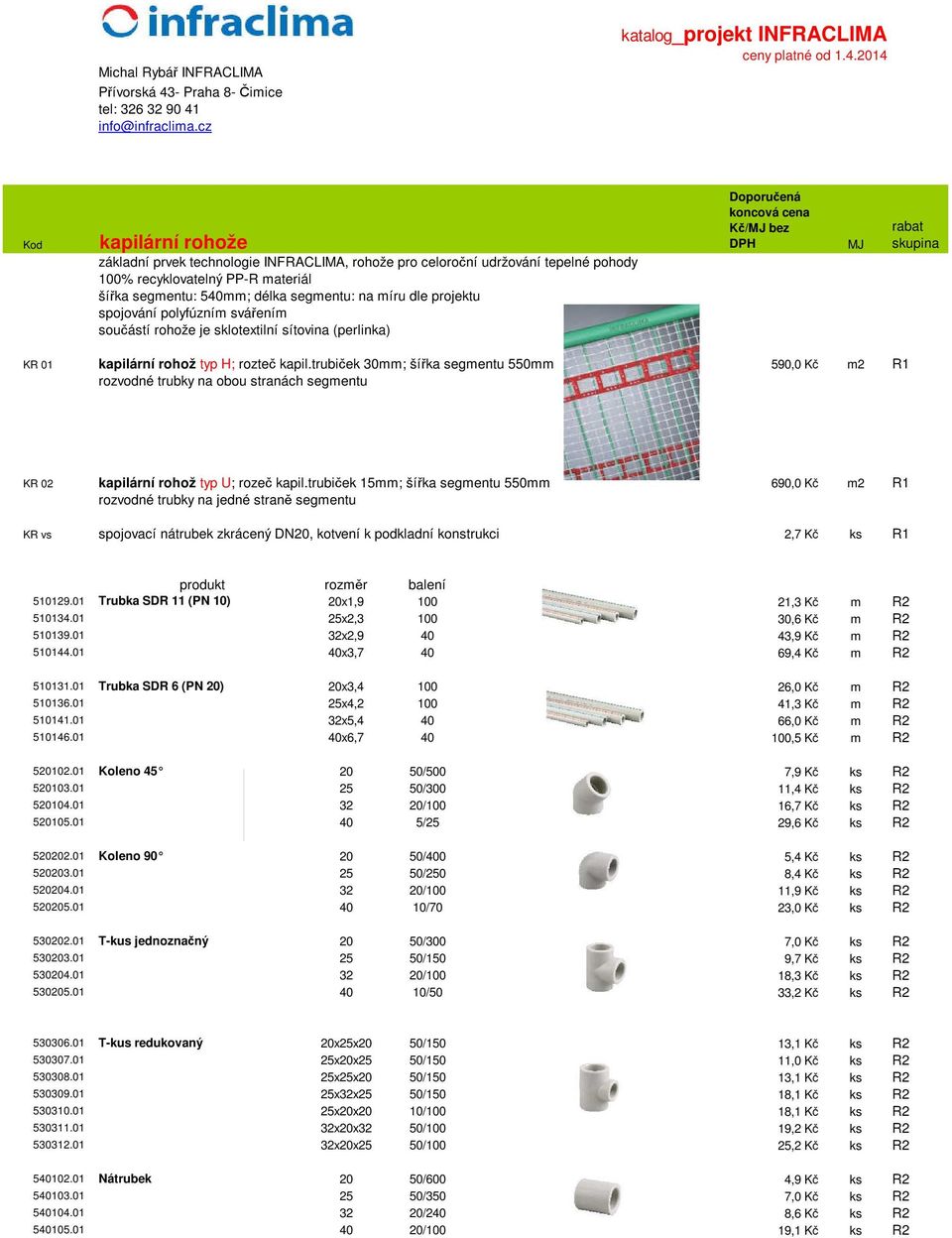 info@infraclima.cz katalog_projekt INFRACLIMA ceny platné od 1.4.