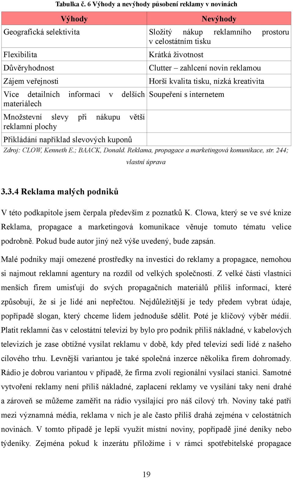 větší reklamní plochy Nevýhody Složitý nákup reklamního prostoru v celostátním tisku Krátká životnost Clutter zahlcení novin reklamou Horší kvalita tisku, nízká kreativita Soupeření s internetem