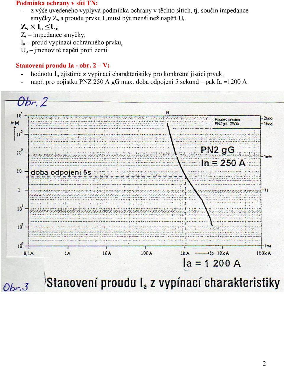 proud vypínací ochranného prvku, U o jmenovité napětí proti zemi Stanovení proudu Ia - obr.
