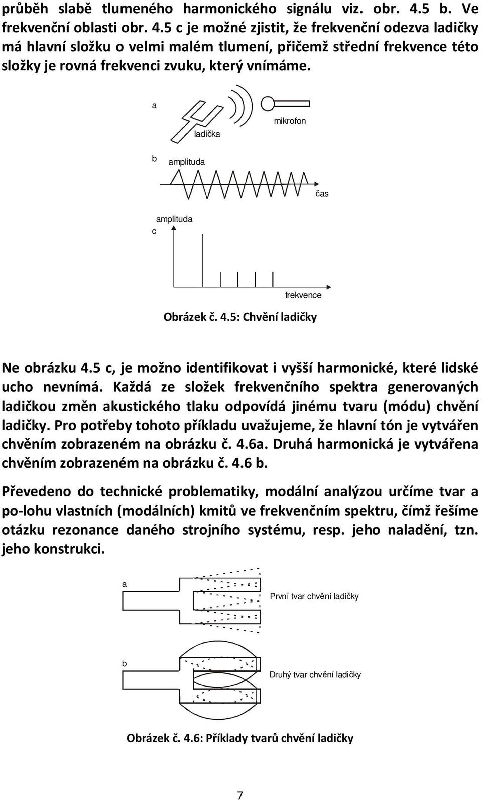 5 c je možné zjistit, že frekvenční odezva ladičky má hlavní složku o velmi malém tlumení, přičemž střední frekvence této složky je rovná frekvenci zvuku, který vnímáme.