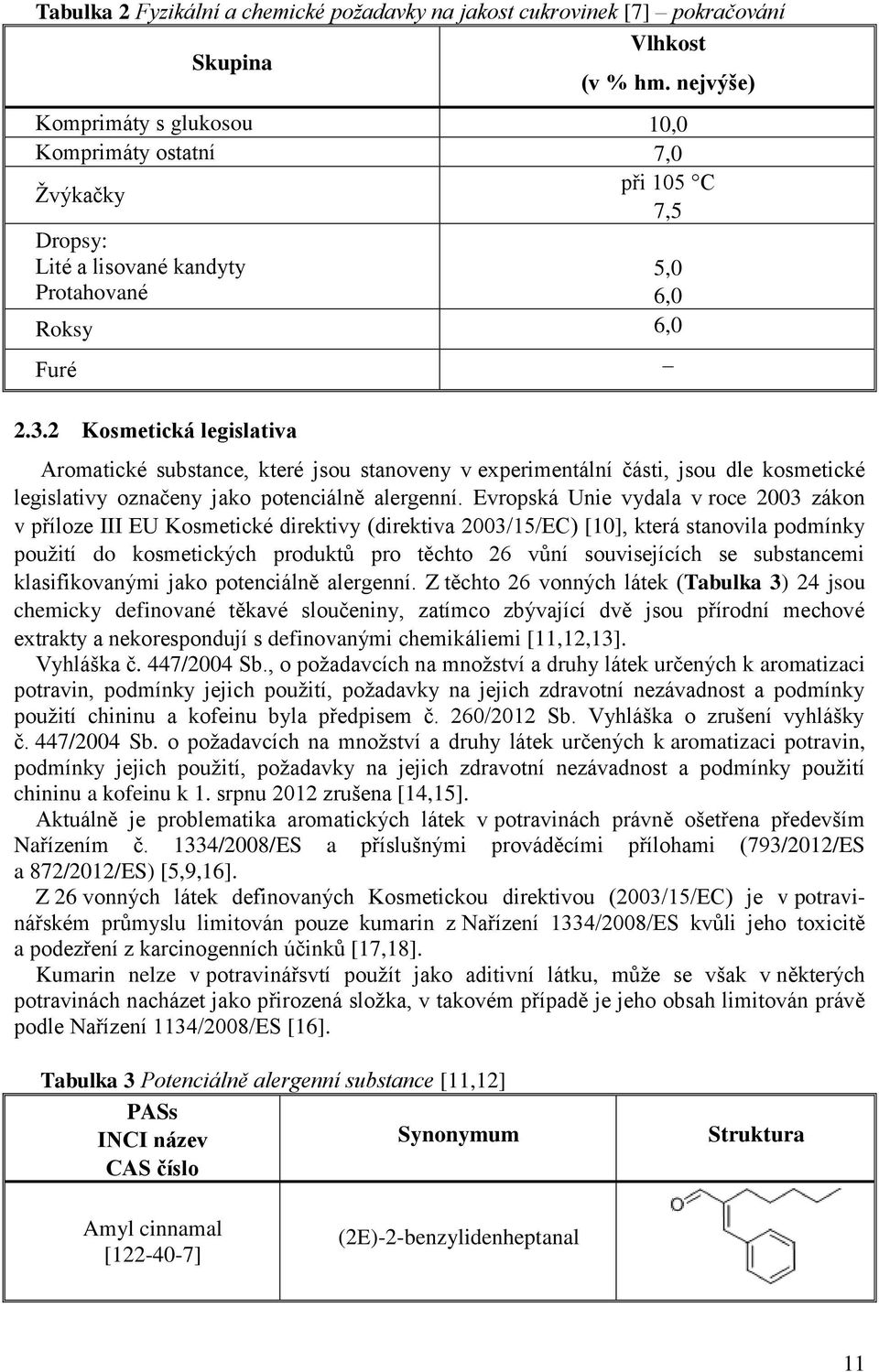 2 Kosmetická legislativa Aromatické substance, které jsou stanoveny v experimentální části, jsou dle kosmetické legislativy označeny jako potenciálně alergenní.