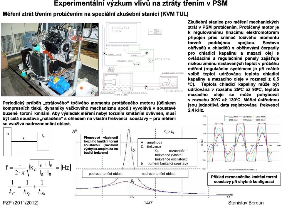 Aby výsledek měření nebyl torzním kmitáním ovlivněn, musí být celá soustava naladěna s ohledem na vlastní frekvenci soustavy pro měření se využívá nadrezonanční oblast.