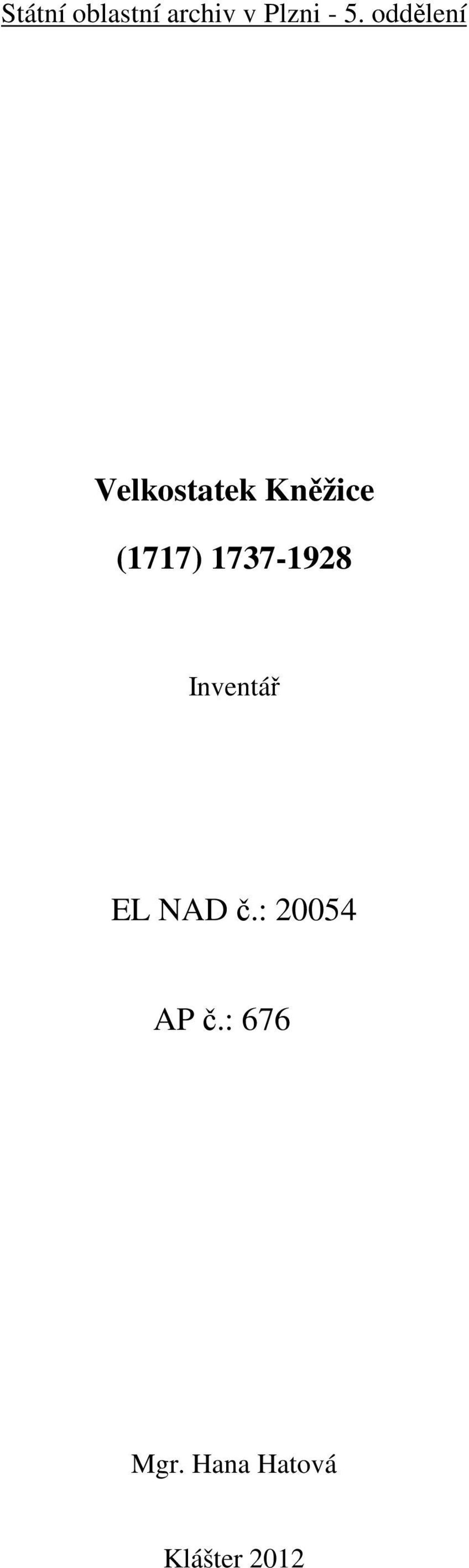 1737-1928 Inventář EL NAD č.