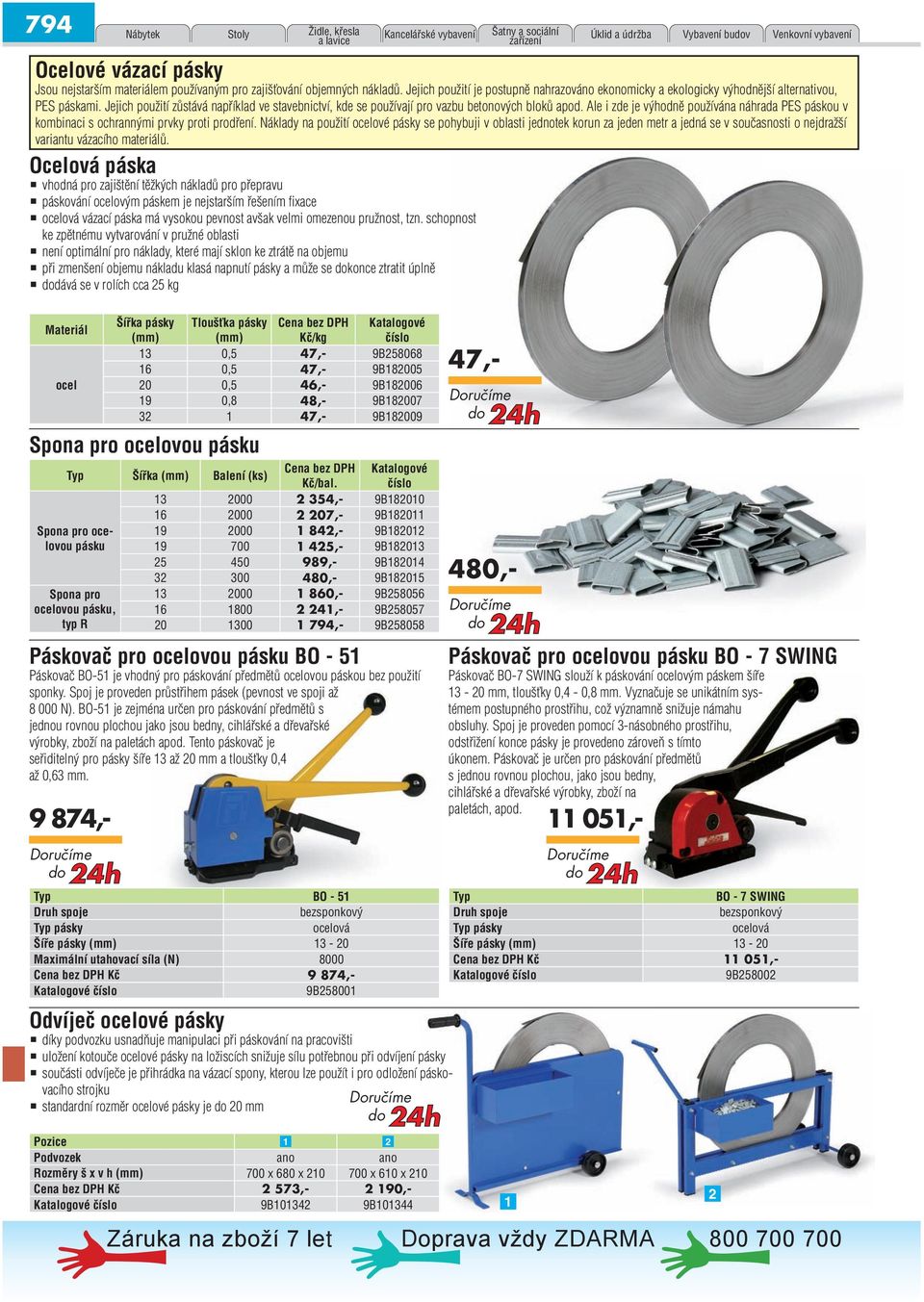 Jejich použití zůstává například ve stavebnictví, kde se používají pro vazbu betonových bloků apod. Ale i zde je výhodně používána náhrada PES páskou v kombinaci s ochrannými prvky proti prodření.