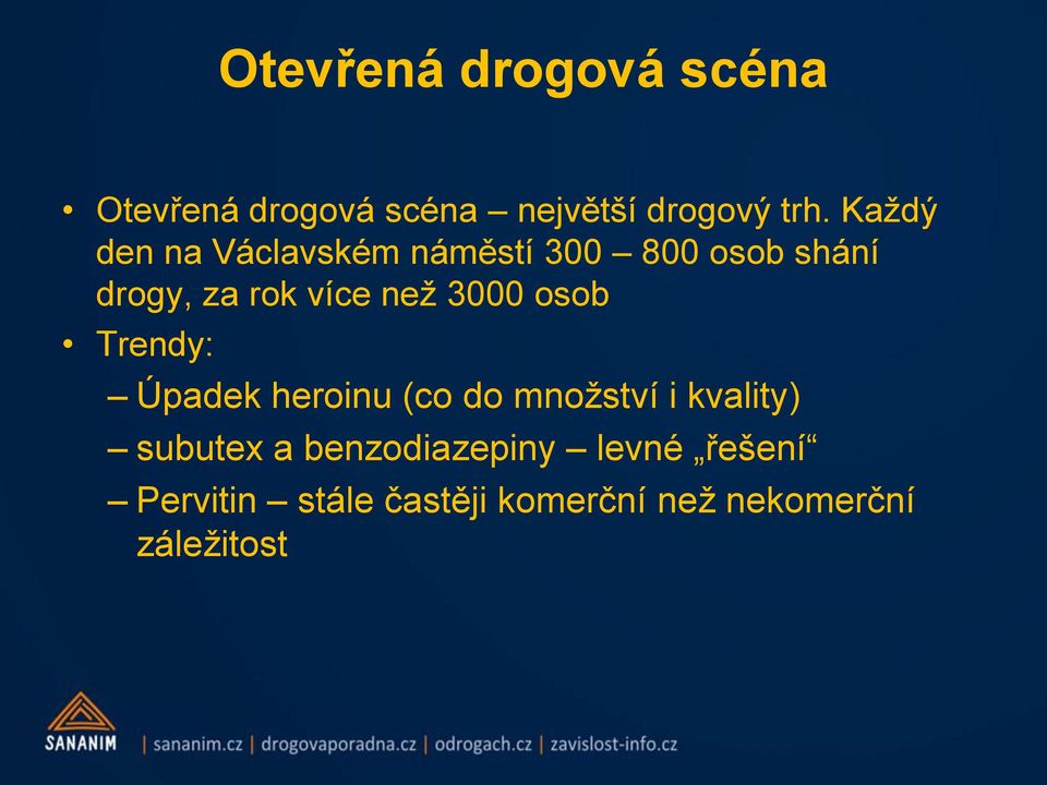 3000 osob Trendy: Úpadek heroinu (co do množství i kvality) subutex a