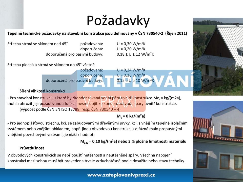 2 K Šíření vlhkosg konstrukcí - Pro stavební konstrukci, u které by zkondenzovaná vodní pára uvnitř konstrukce Mc, v kg/(m2a), mohla ohrozit její požadovanou funkci, nesmí dojít ke kondenzaci vodní