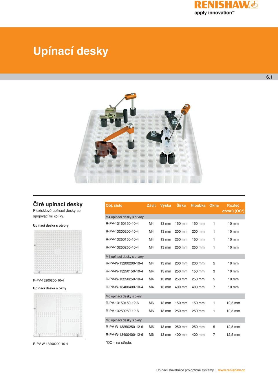 R-PV-13250150-10-4 M4 13 mm 250 mm 150 mm 1 10 mm R-PV-13250250-10-4 M4 13 mm 250 mm 250 mm 1 10 mm M4 upínací desky s otvory R-PV-W-13200200-10-4 M4 13 mm 200 mm 200 mm 5 10 mm R-PV-W-13250150-10-4