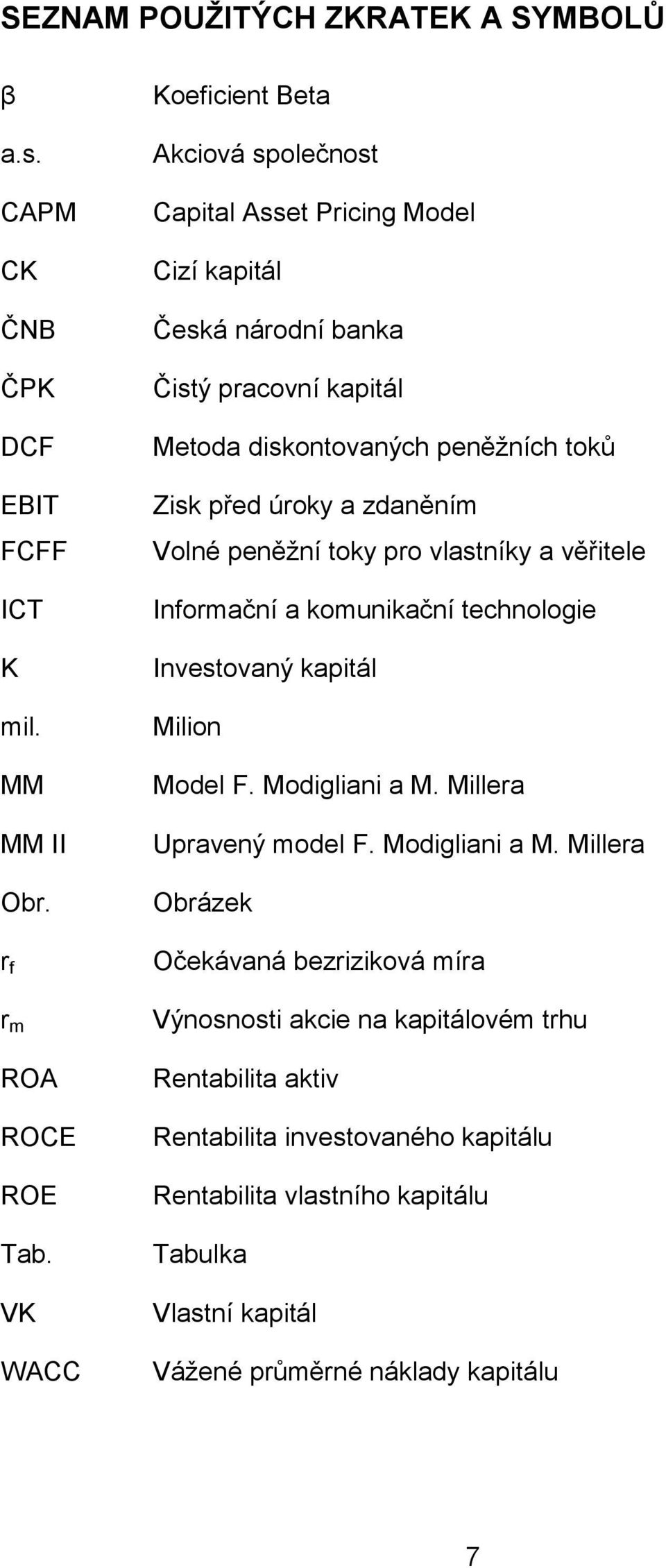 úroky a zdaněním Volné peněžní toky pro vlastníky a věřitele Informační a komunikační technologie Investovaný kapitál Milion Model F. Modigliani a M. Millera Upravený model F.